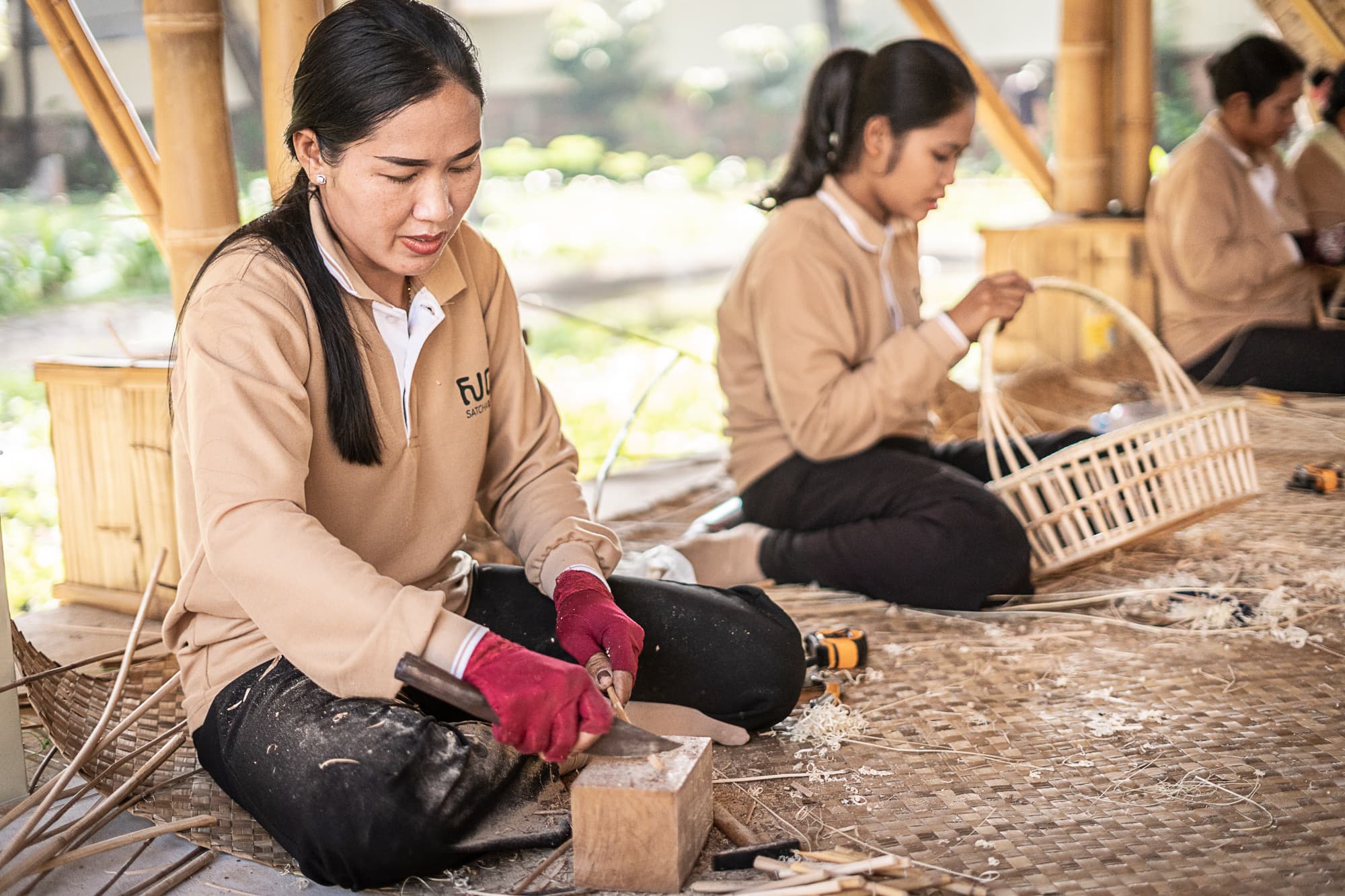 A Satcha artisan at work in the Siem Reap incubation center.