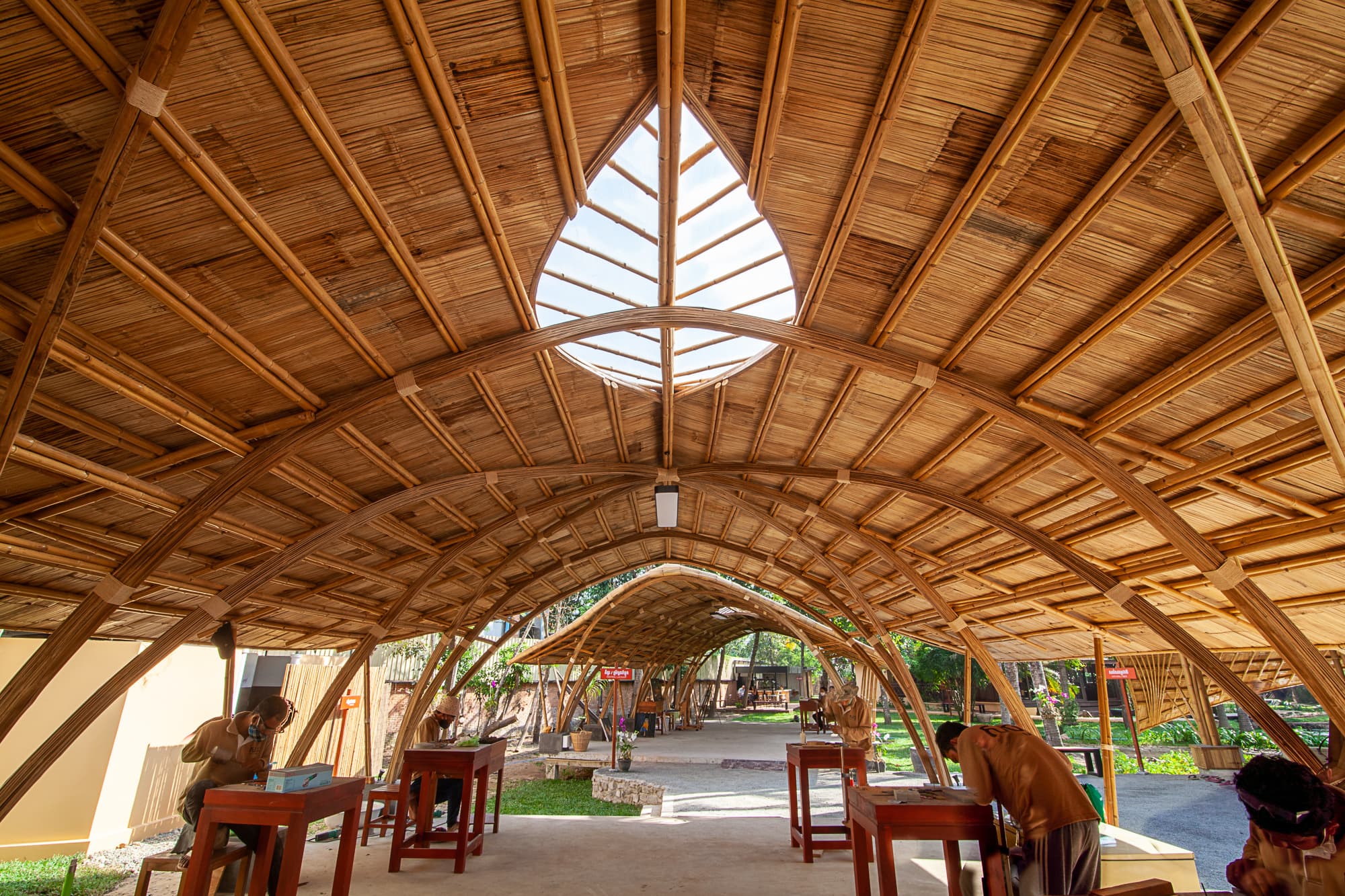 The Satcha center built from Kampong Cham bamboo.